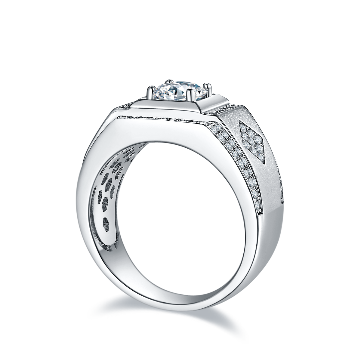 Autumn S925 Silver Plated Platinum Moissanite Diamond Men's Ring 1 Carat D-Class